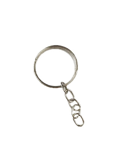 Aro con cadena para llavero de 24x2mm -Niquel Platino